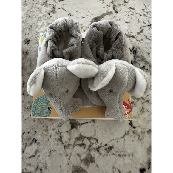 DOUDOU Et Compagnie Paris Elephant Baby Plush Bootie 1st Slippers 0-6 Months - Picture 4 of 9